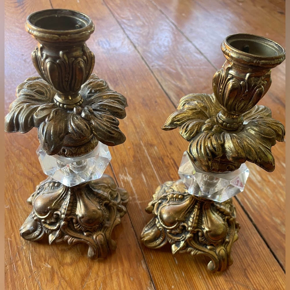 1960s Hollywood Brass Candlestickcks